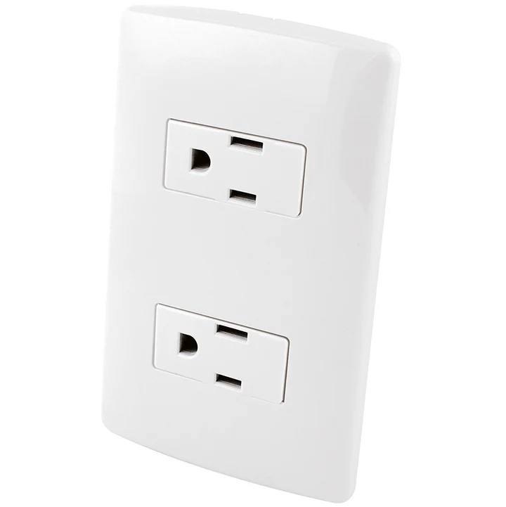 CONTACTO DOBLE ATERRIZADO CON PLACA PLASTICA BLANCA