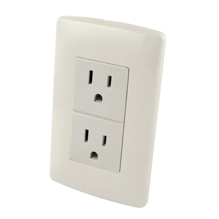 CONTACTO DUPLEX OCULTO ATERRIZADO CON PLACA PLASTICA MARFIL