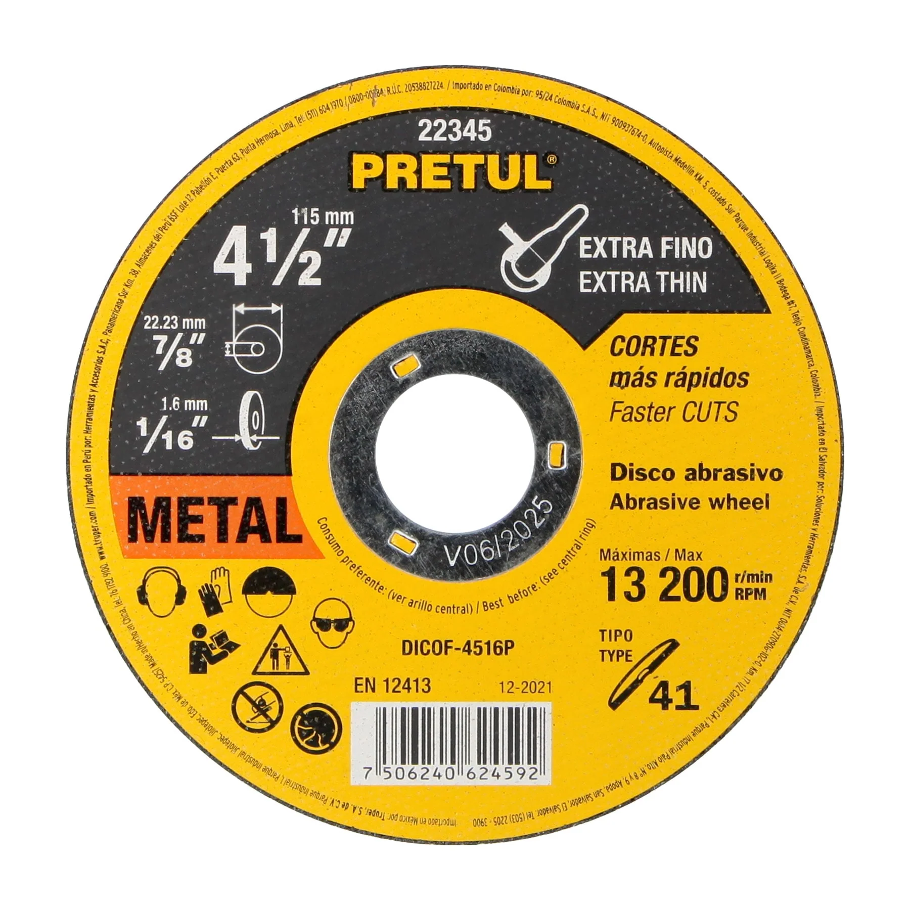 DISCO CORTE METAL TIPO 41 DE 4 1/2"